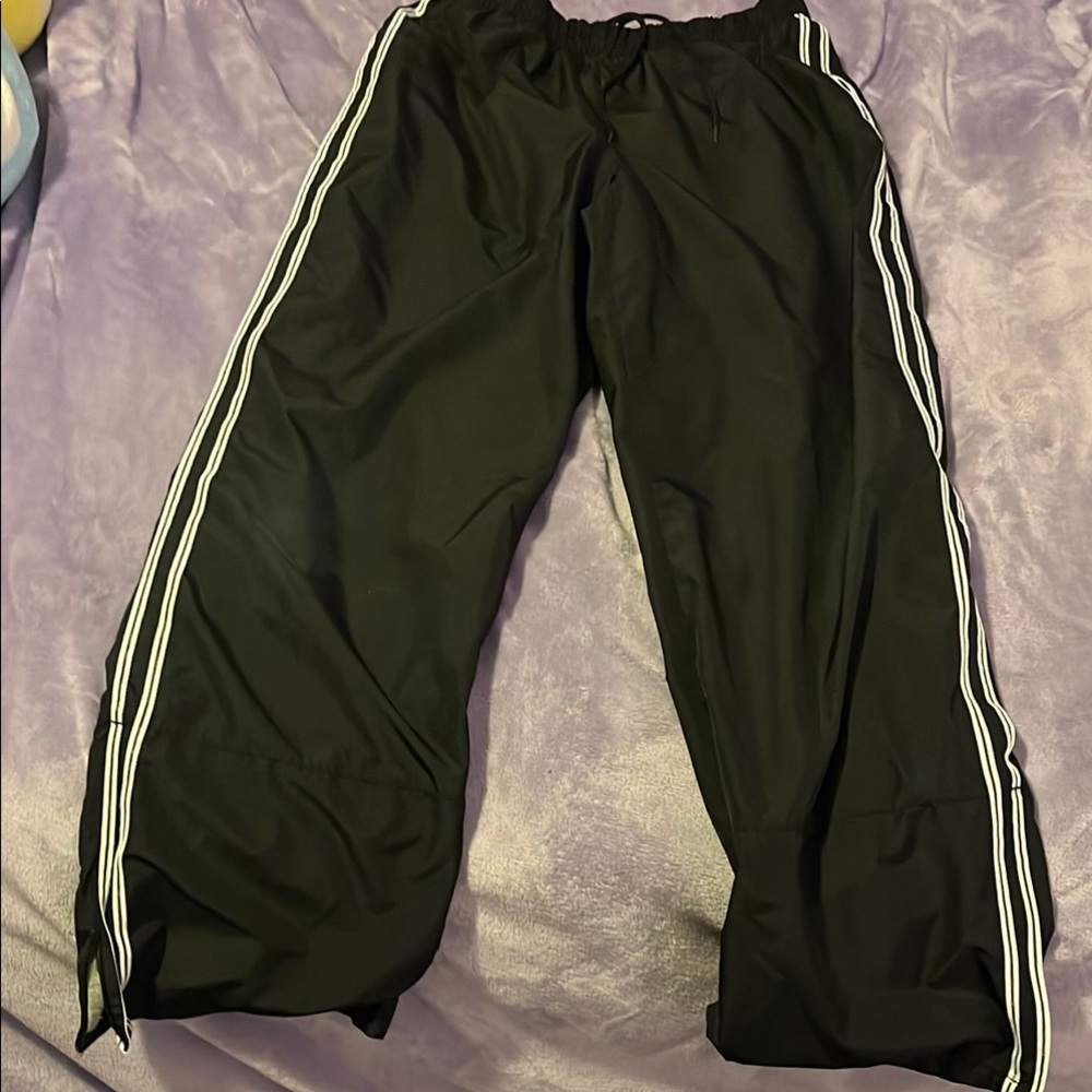 Black Track Pants with White Stripes